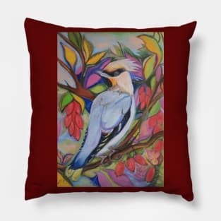 Waxwing and Barberry Pillow