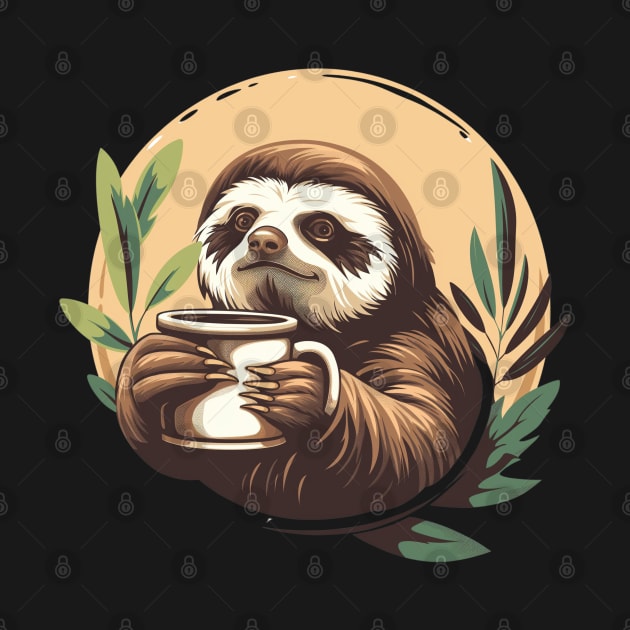 Cute Sloth Drink Coffee by Mary_Momerwids