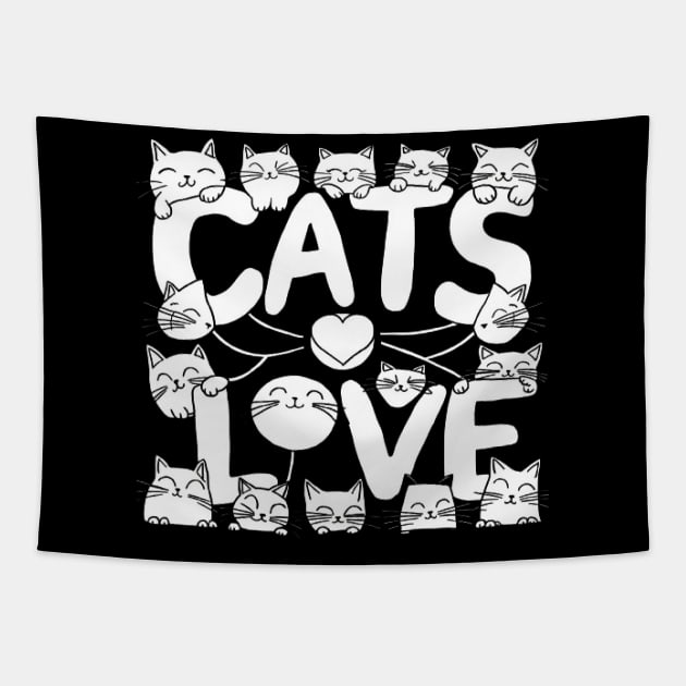 Cats love shirt funny cat lover shirt Tapestry by ARTA-ARTS-DESIGNS