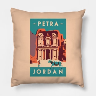 A Vintage Travel Art of Petra - Jordan Pillow