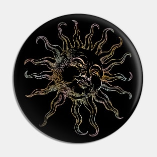 Psychedelic Sun Engraving - Esoteric Trippy Art Pin