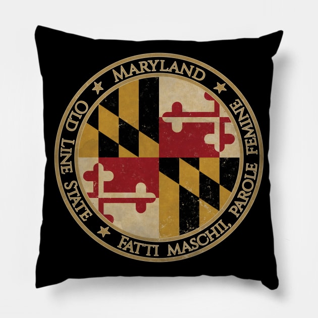Vintage Maryland USA United States of America American State Flag Pillow by DragonXX