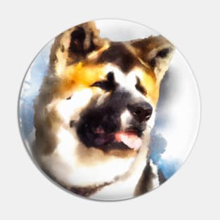 Akita Watercolor Painting - Dog Lover Gifts Pin