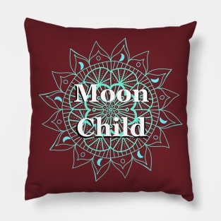 Teal Moon Child Without Background Color Pillow