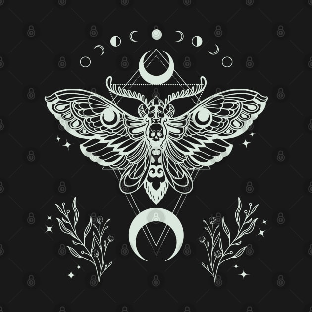 Luna Moth Skull Moon Phases by WildScience