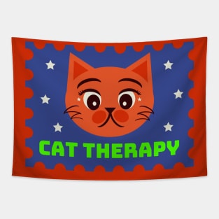 Cat Therapy Postal Stamp Tapestry