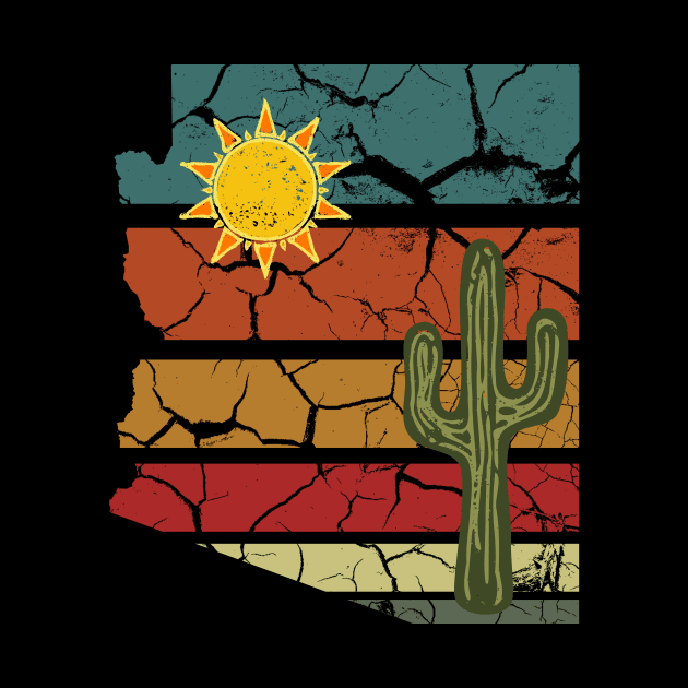 Retro Arizona with Sun and Cactus by Aunt Choppy