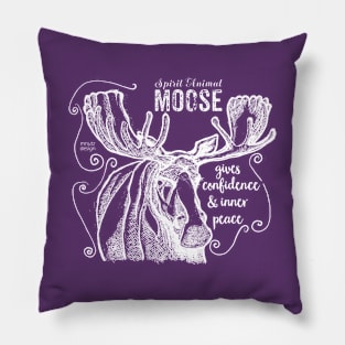 spirit animal - moose - white Pillow