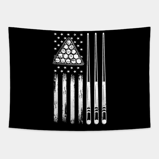 American Flag Billiard Pool Player Tapestry by Happy Shirt