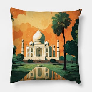 Agra India Starry Night Vintage Tourism Travel Pillow