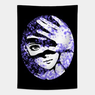 Punk Fashion Style Oval Neon Purple Glowing Girl Tapestry