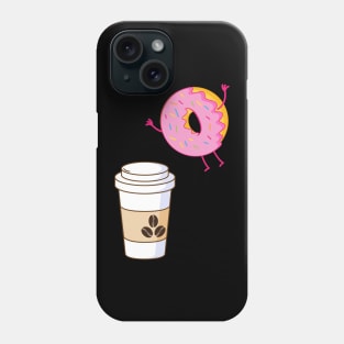 Jumping donut on coffee design Phone Case