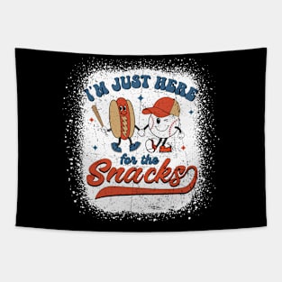I'm Just Here For The Snacks Baseball 4th Of July Hot Dog Tapestry