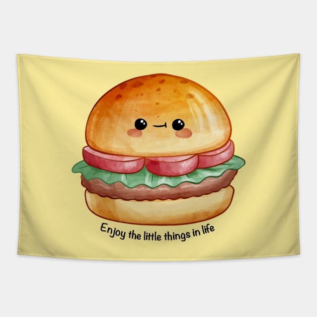 Hamburger - Enjoy The Little Things In Life Tapestry by i am Cuta