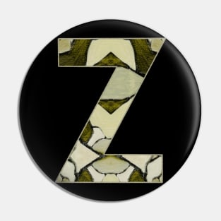 Letter Z Monogram Initial Olive Green Pearl White Aesthetic Abstract Pattern Painting On Canvas Pin