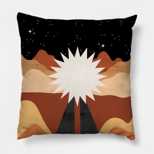 Road tripping at night - psychedelic landscape art illustration Pillow