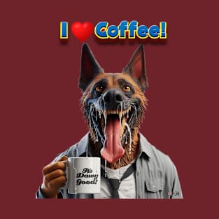 Belgian Malinois Coffee Dog by focusln T-Shirt