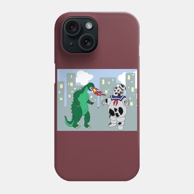 Godzilla vs Staypuft Marshmallo Man Phone Case by gpavey