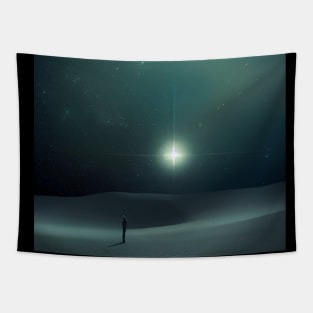 Ai Generated Art Scenery - Desert Landscape Under The Stars Tapestry