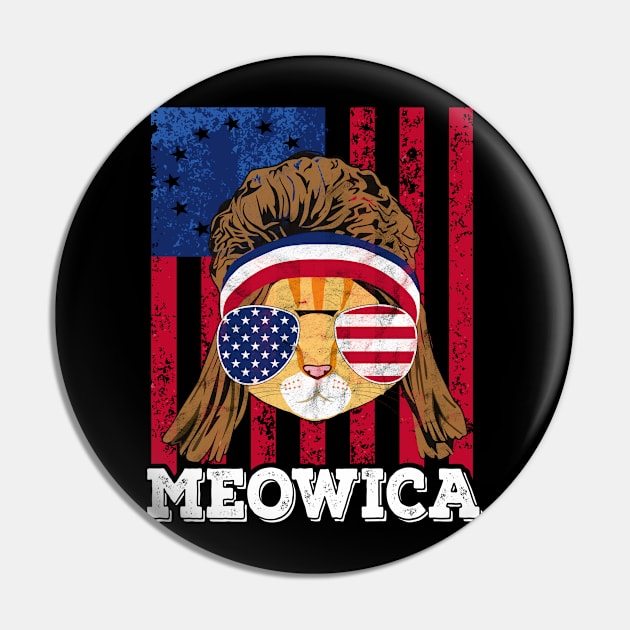 American Flag Meowica Cat 4th of July Pin by  Funny .designs123