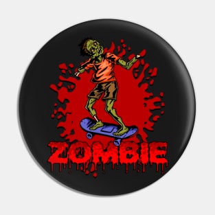 Zombie Skateboarding Pin