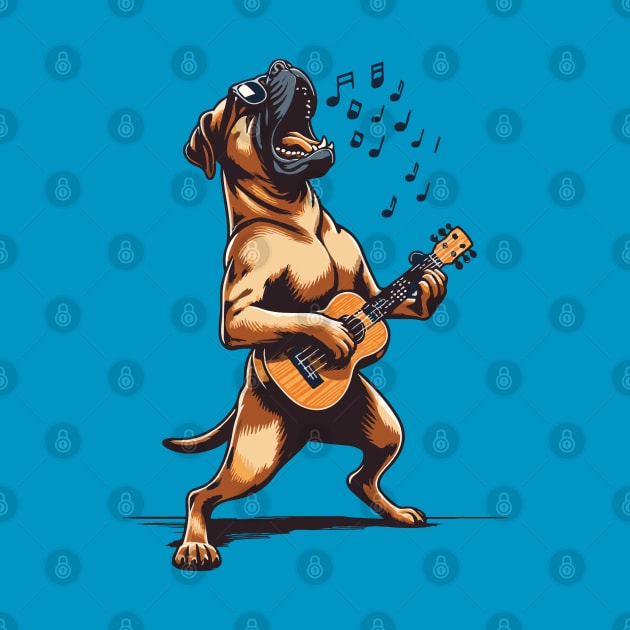 Dog Playing Guitar Singing Boerboel Bull Mastiff by BraaiNinja