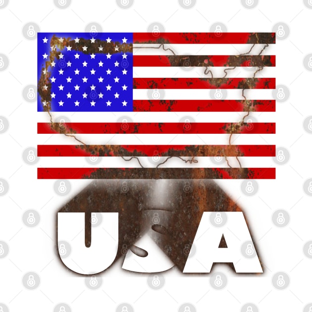 USA 3D Rustic Map Flag by KZK101