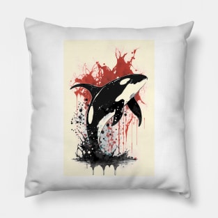 Killer Whale Ink Painting Pillow