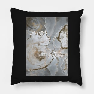 Abstract White and Gold Peonies Pillow