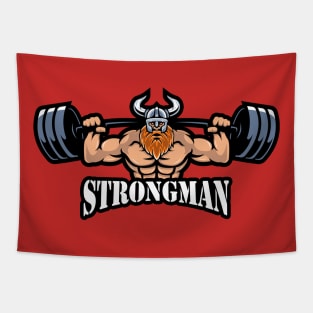 Strong man lifting weights sport Tapestry