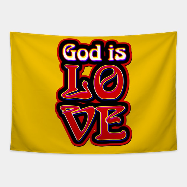 God is Love 3D Style Tapestry by AlondraHanley