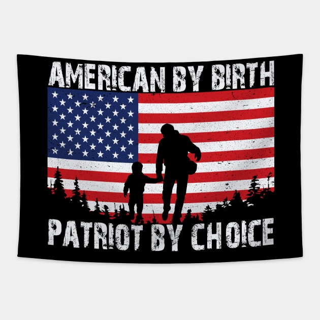 American By Birth Patriot By Choice American Flag Tapestry by koolteas