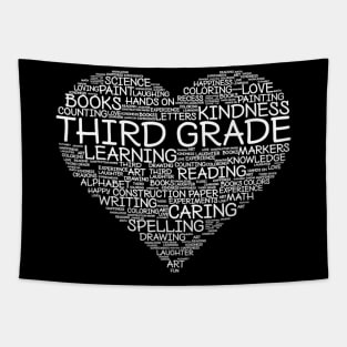 Third Grade Word Heart Tshirt 3Rd Grade Student  Teacher Tapestry