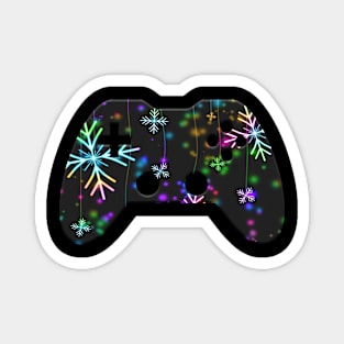 Winter Snowflake Christmas Lights - Gaming Gamer Abstract - Gamepad Controller - Video Game Lover - Graphic Background Magnet