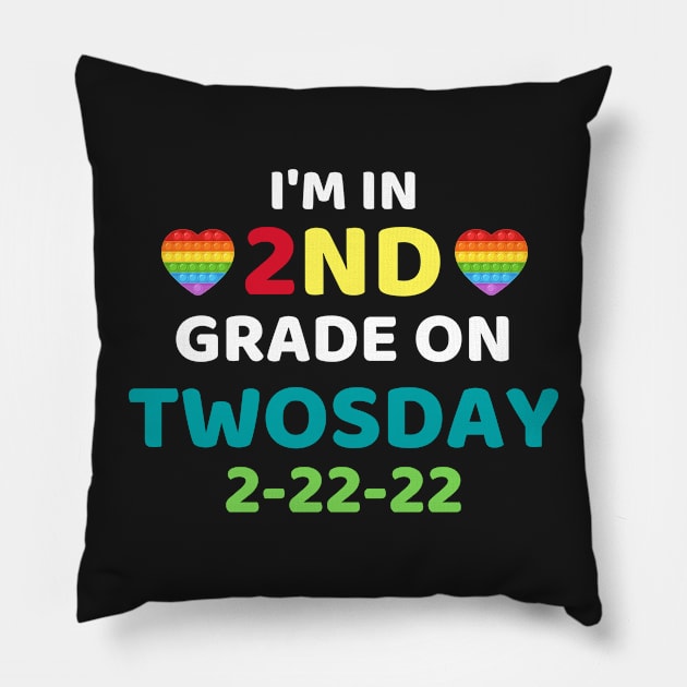 Funny It's My 2nd Grade On Twosday, Cute 2nd Twosday Grade, Numerology 2nd Grade Pop Design Gift Pillow by WassilArt