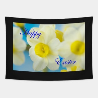 Narcissus  'Pacific Coast'  Daffodil with Happy Easter message Tapestry