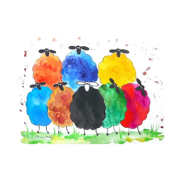 Quirky Colourful Sheep by Casimirasquirkyart