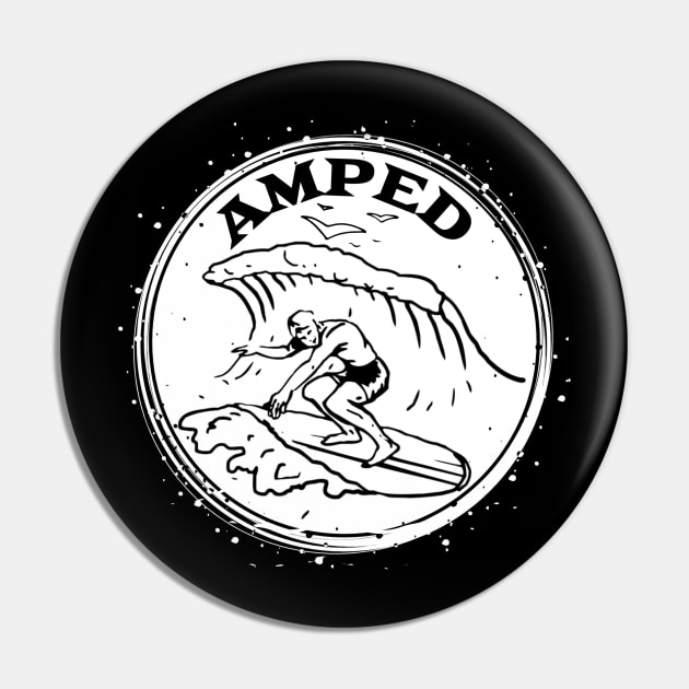 AMPED Surfer Dude, Surf Design Pin by ArtisticEnvironments