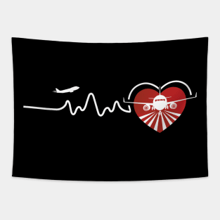 Airplane Heartbeat Pilot Flying Travel gift For Travelers Tapestry