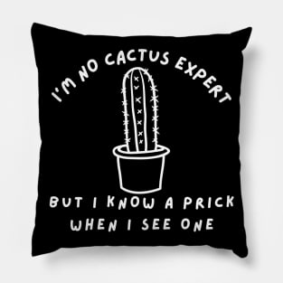 I'm No Cactus Expert But I Know A Prick When I See One. Funny Plant, Cactus Lover Design. Pillow