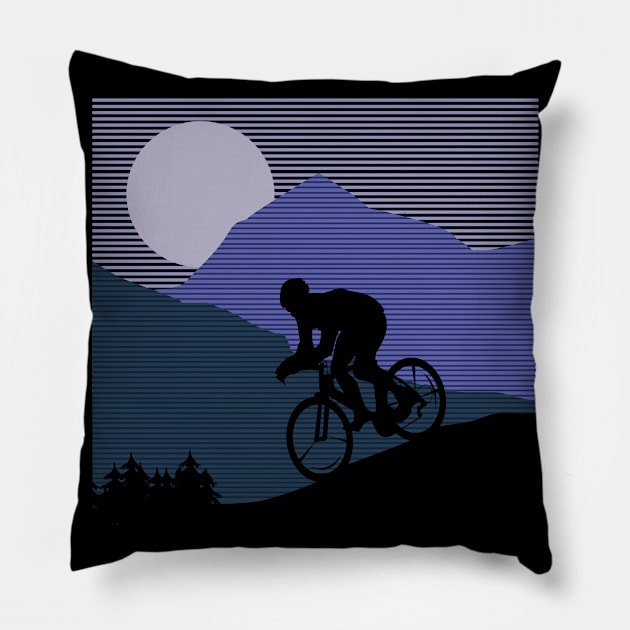 Cyclist Bike Tour Pillow by CrissWild