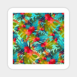 Bright Tropical Floral Print B Magnet