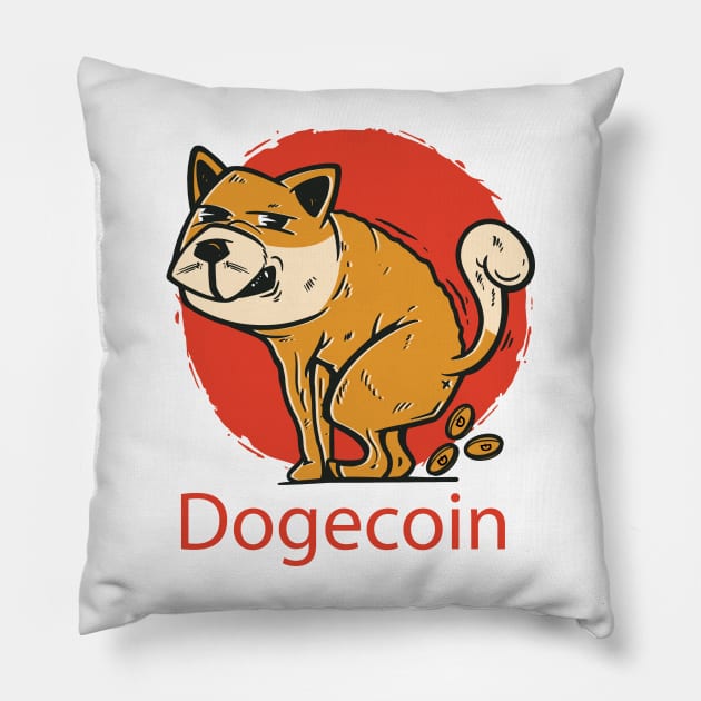 Dogecoin Meme Crypto Coin Art Pillow by Popculture Tee Collection