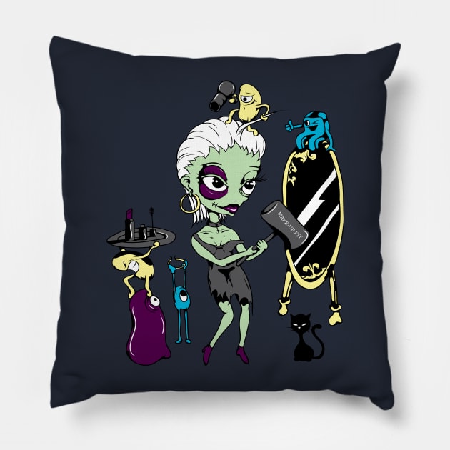 Funny Cartoon Lady Pillow by Tpixx