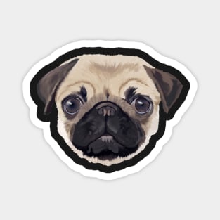 Pug Life on Black Magnet