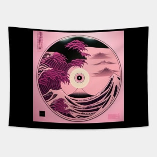 Pink and Black Anime Landscape Vinyl LP Tapestry