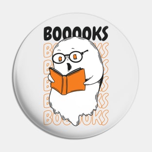 Funny Cartoon Ghost Reading Books // Ghost Booooks Boo Funny Halloween Pin