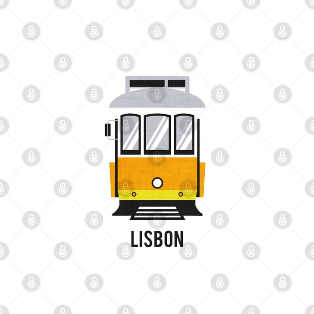 Lisbon tram // spot illustration // white background lemon lime and marigold transport by SelmaCardoso