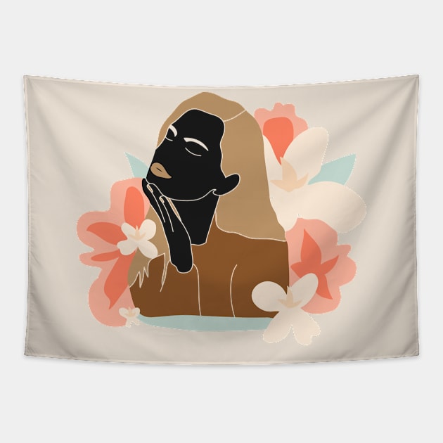 Flower Goddess Tapestry by MinimalLineARt