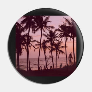 Palm Tree Ocean Beach Silhouette Sunset Pin